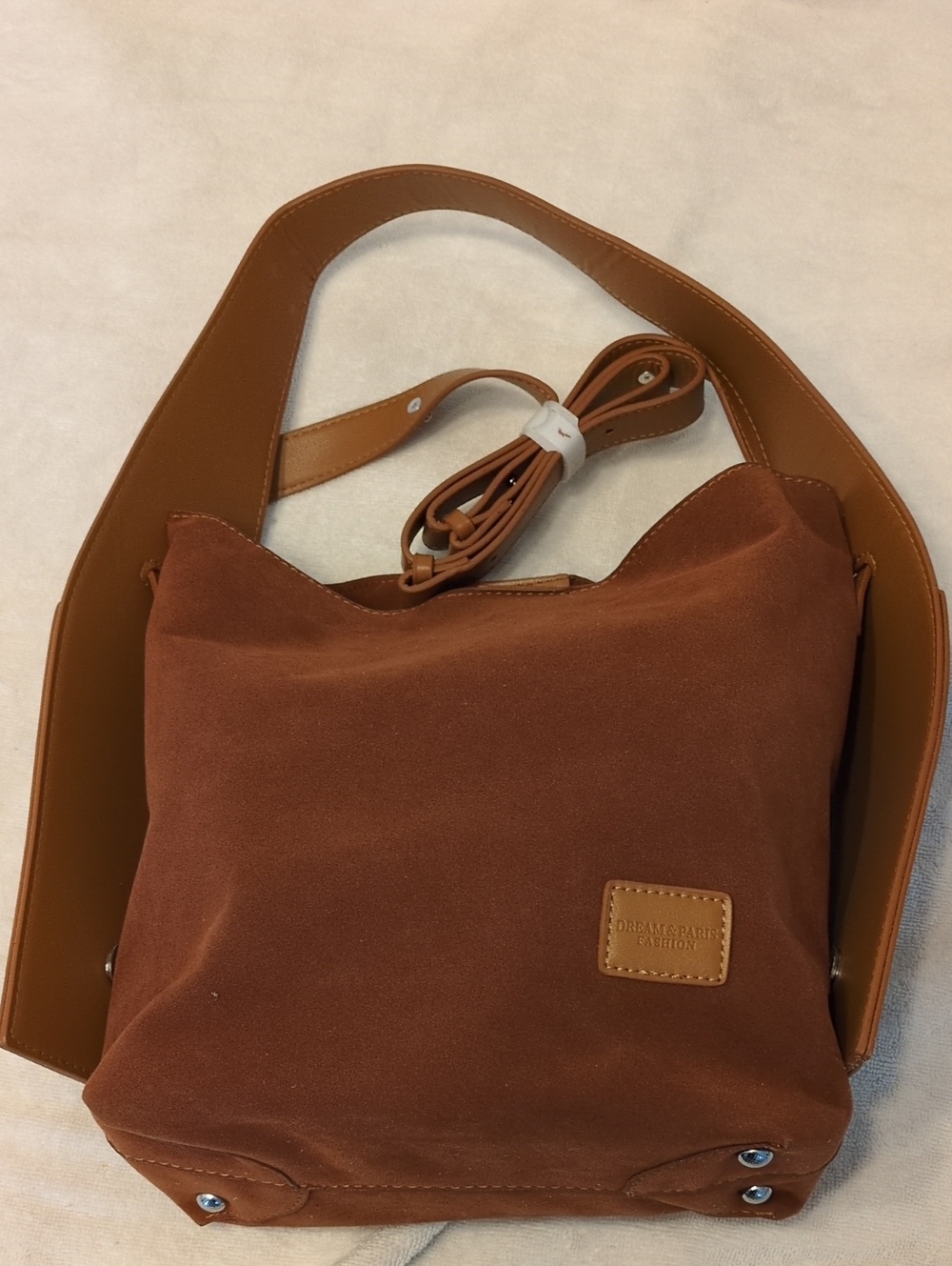 Casual Brown Canvas Shoulder Bag with Leather Trimslouchy brown suede hobo bag
